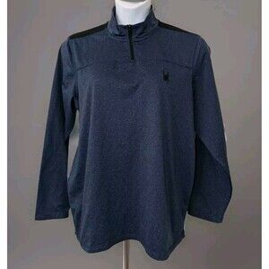 Spyder Active ProW B Men's Blue 1/4 Zip Long Sleeve Logo Fleece Top Size L